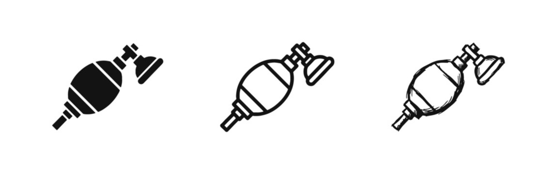 Ambu Bag Icon Set for Manual Resuscitation and Medical Emergency Equipment
