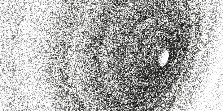 Monochrome Funnel with Optical Illusion Depth. Vector Abstract tunnel made of black dots and grainy stipple effect. Big data visualization, traffic flow, tech background, futuristic concept.