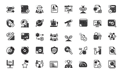 Fototapeta premium Corporate Fiscal Icons Business Finance Monochrome Black White Color
