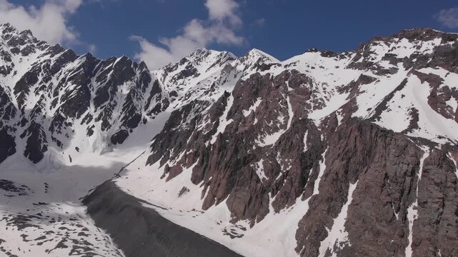 Caucasus, North Ossetia. Genaldon Gorge. Kolka Glacier and Mount Shaukhokh.