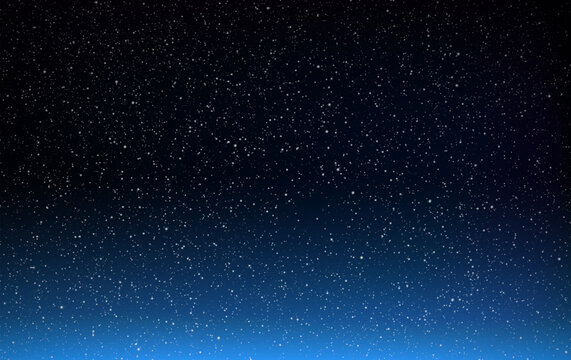 Perfect starry night sky background with black blue gradient - outer space vector background