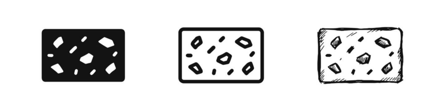 Terrazzo Stone Texture and Concrete Aggregate Material Icon Set