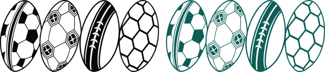 Naklejka premium Black and green stylized leaf patterns