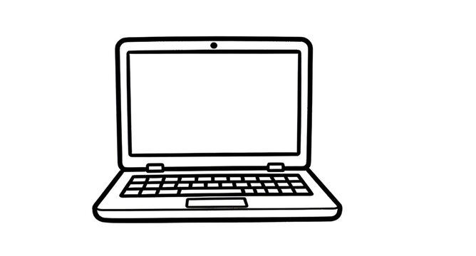 minimalist laptop icon, vector computer illustration, modern notebook design, simple technology symbol, clean digital device, office work laptop, sleek computer outline, flat laptop graphic, business 