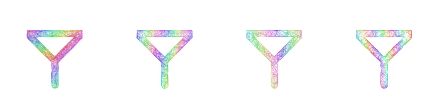 Rainbow sketch filter icon design set