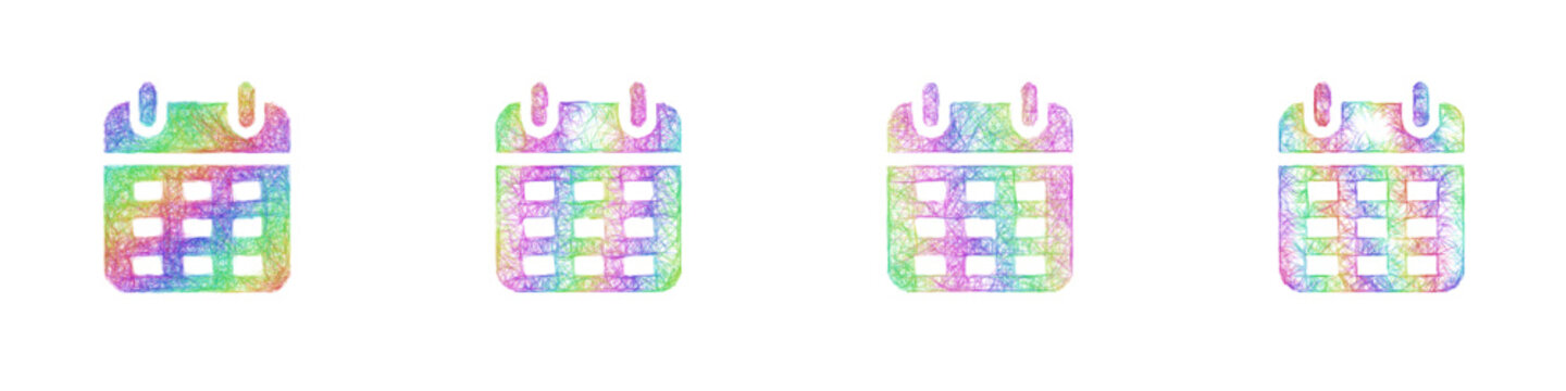 Colorful sketch calendar icon design set