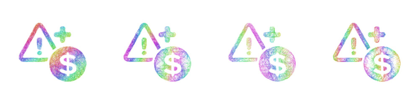 Rainbow sketch overage charge icon design set