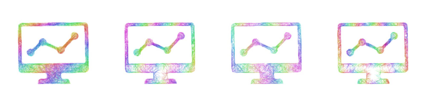 Rainbow color sketch usage tracking icon design set