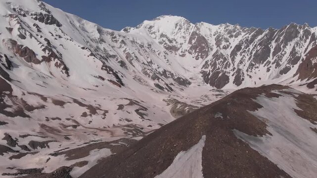 Caucasus, North Ossetia. Genaldon Gorge. Kolka Glacier and Mount Dzhimaraikhokh.