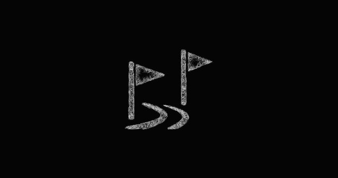 Sketch ski gate icon animation - smooth progressive reveal