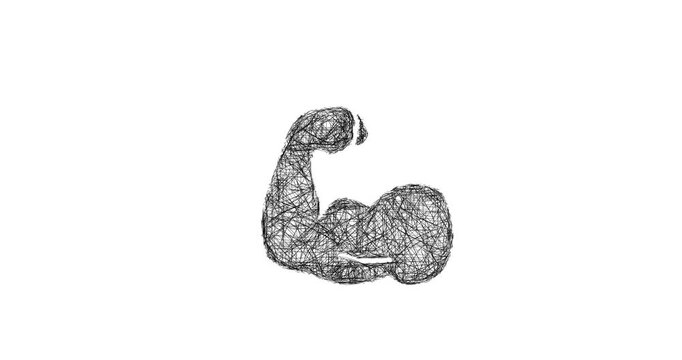 Sketch muscle flex icon animation - smooth progressive reveal
