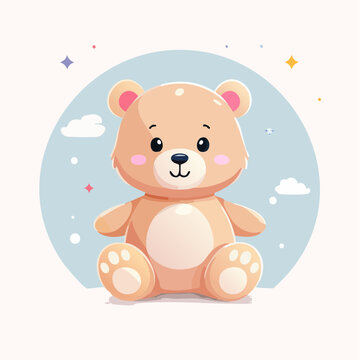 Ours en peluche mignon en illustration cartoon