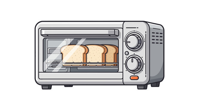 Modern Toaster Oven with Sliced Bread Inside