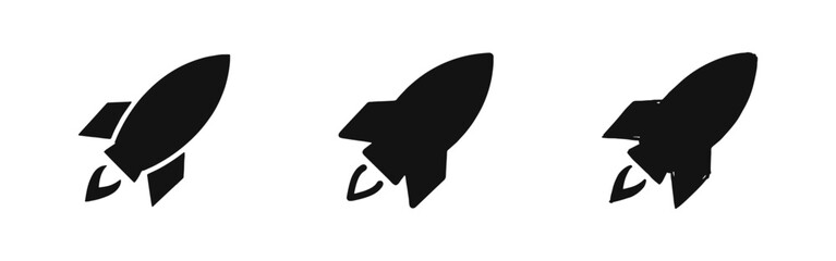 Rocket Launch Icons for Startup Business, Growth, and Space Exploration © drawing lines