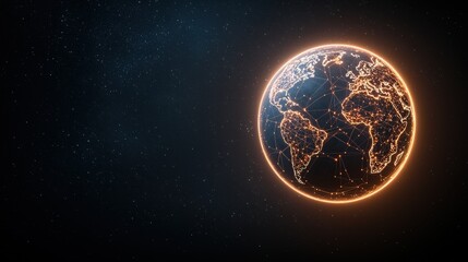Naklejka premium globe Global Connectivity and Networking Earth with glowing lines and dots, representing global internet connectivity.