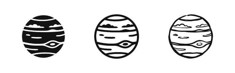 Jupiter Planet Solar System Icon Set © drawing lines