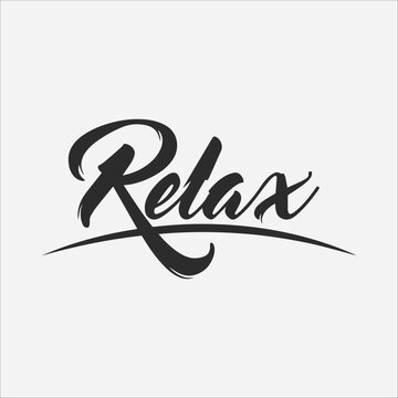 Relax A serene and artistic word Relax with elegant script promoting the importance of well-being and calmness.