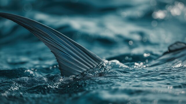 Shark Fin Emerging from Deep Water