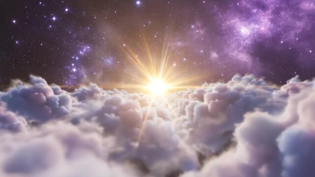 Starry sky with clouds and bright light ideal for sleek commercial backgrounds and title sequences
