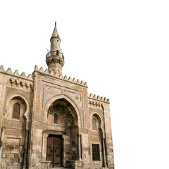 Obraz premium Ancient Mosque Architecture with Detailed Facade and Minaret.