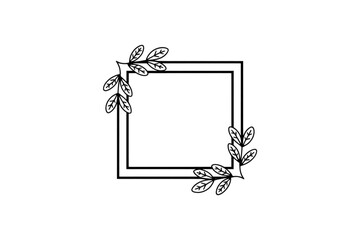 Minimalist decorative frame with leafy vine pattern border Vector © NURJAHAN