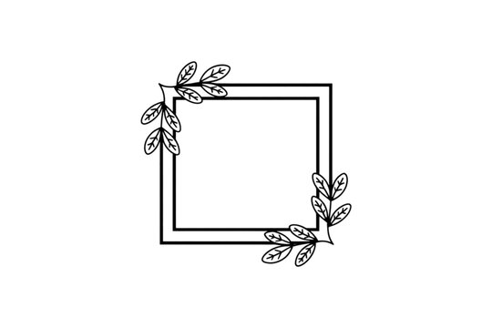 Minimalist decorative frame with leafy vine pattern border Vector