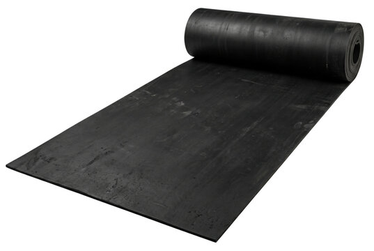Black rubber sheet roll isolated. Industrial neoprene material for gasket and insulation.