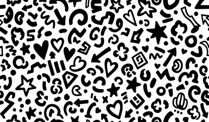 Fototapeta premium hand drawn love and celebration doodles seamless pattern vector illustration