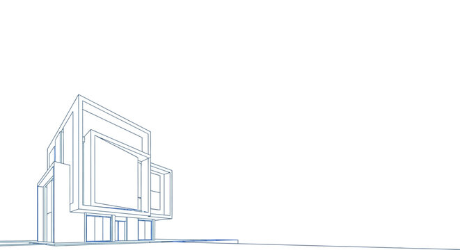 Minimalist Architectural Sketch of a Modern Building Structure