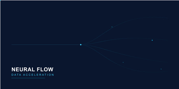 Abstract digital neural network flow with data acceleration lines and nodes