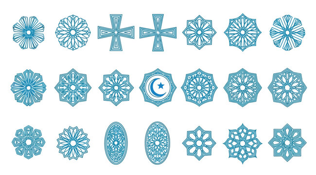 Set of decorative islamic geometric patterns and mandalas
