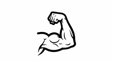 Fototapeta premium Stylized black and white drawing of a flexed muscular arm