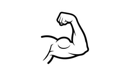 Fototapeta premium Stylized black and white drawing of a flexed bicep muscle and arm