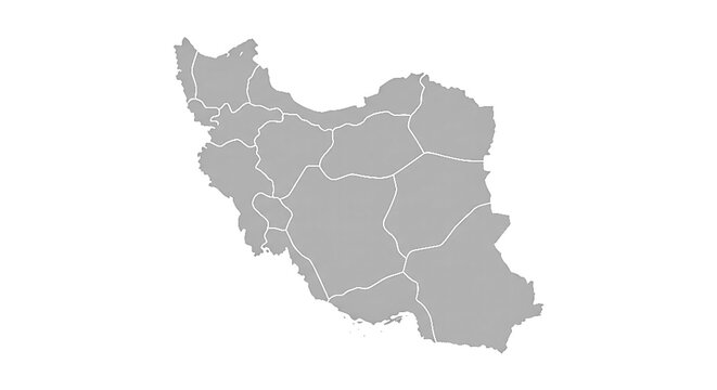 Halftone map of iran with provinces outlined in white