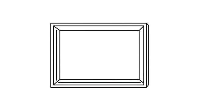 Empty Rectangular Frame, Isolated on White Background, Simple Geometric Outline