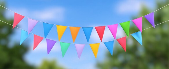 Obraz premium Vibrant pennant flags banner ignites joy in every celebration and festive moment