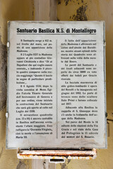 Naklejka premium Italian-language history of the Montallegro sanctuary Rapallo Italy