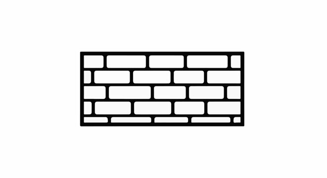 Stylized black outline of a brick wall pattern on a white background