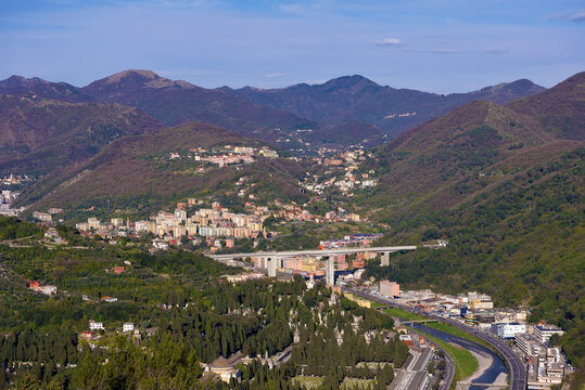 View of Genoa and the monumental cemetery of Staglieno, Italy