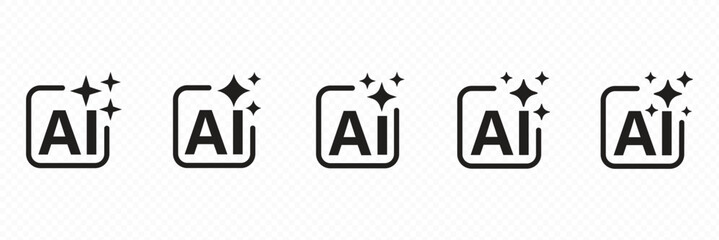 AI generate with square and stars icons. Vector symbols for artificial intelligence and creativity apps. Sparkles generate prompt. AI Sparkle Icon Set. AI Artificial Intelligence Minimal Line Icon © Iconpro333 