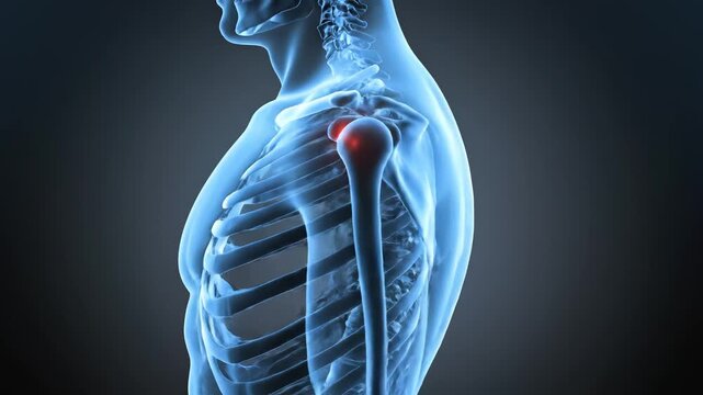 Human skeleton shoulder joint pain highlighting health, vitality, and medical science