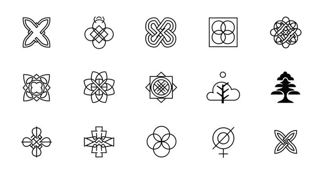 Geometric shapes and symbols icons.