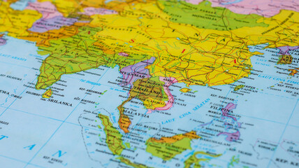 Detailed political map of Thailand and surrounding Southeast Asian countries including Myanmar, Laos, Cambodia, Vietnam, and Malaysia. © Jimmy