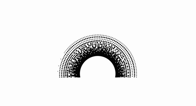 Halftone dot pattern forms a semi-circular rainbow shape