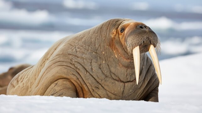 Majestic Walrus Resting on Icy Shoreline