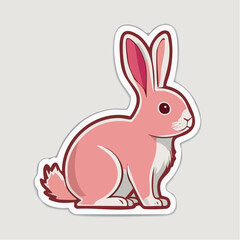 Obraz premium Cute Pink Rabbit Sticker Illustration