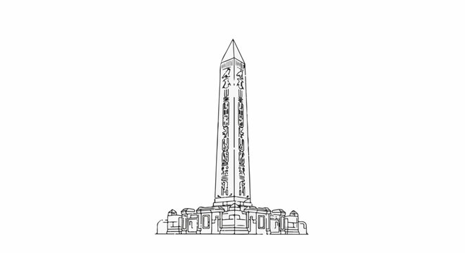 Tall, ancient obelisk with hieroglyphic carvings, set on a grand base