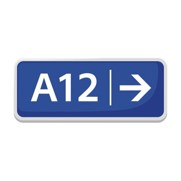 Road sign A12 with direction arrow right