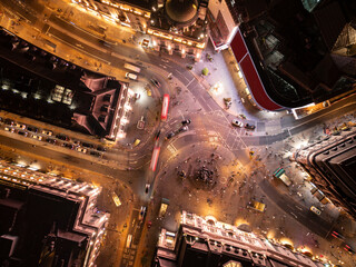 Piccadilly circus london night aerial cityscape traffic © Chris M