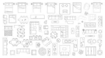 Set of top view furniture icons for floor plan design © Saharia